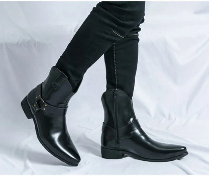 Side Black Ankle Boots for Men