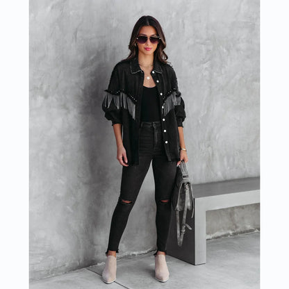 Western Black Fringe Jacket