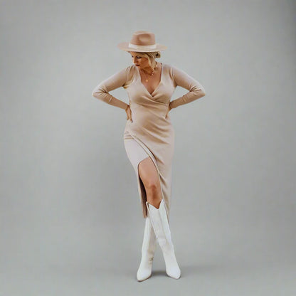 Western White Mid Calf Boots