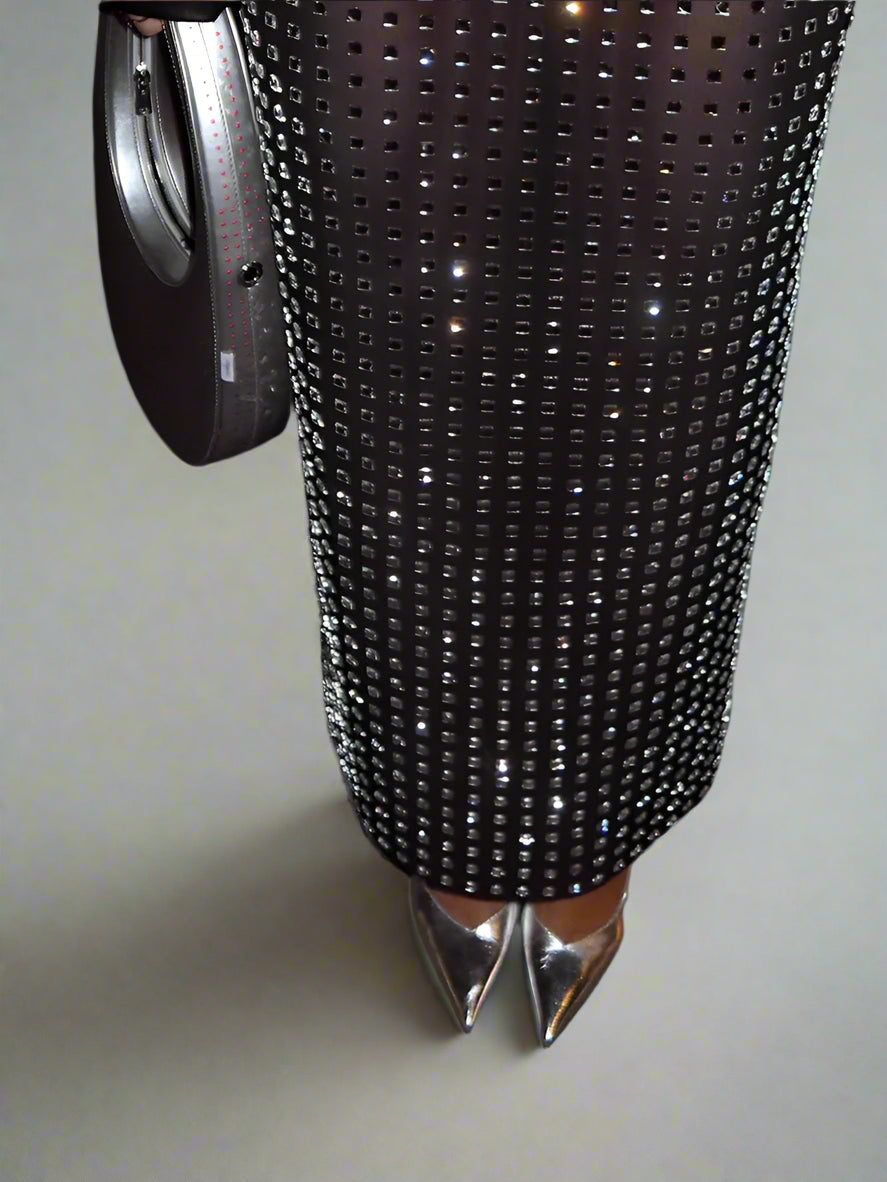 Womens Black Beaded Skirt
