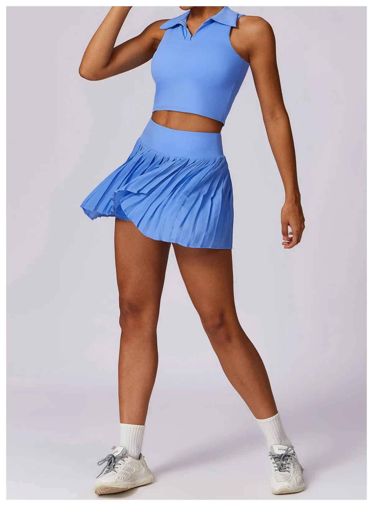 Yoga Skirt and Top Outfit Set in Blue