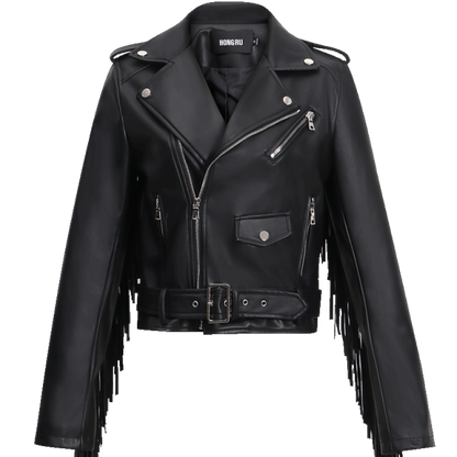 Faux Leather Fringed Jacket | TDOT90